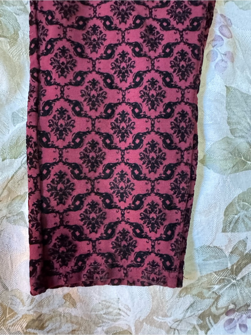 Celebrity Pink 15/32 Burnt Red Black Flocked Damask Skinny Pants Goth - Picture 7 of 10